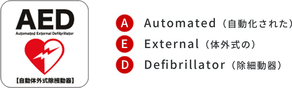 Automated（自動化された）External（体外式の）Defibrillator（除細動器）